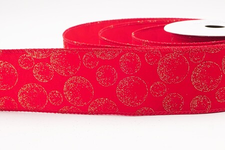 Red Glitter Ornament Orb Wired Ribbon_KW0459GC-7-7